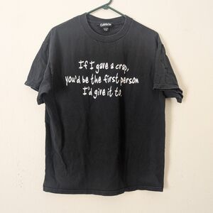 Carbon Funny Tee "If I Gave A Crap", Black with White Graphic, Size L